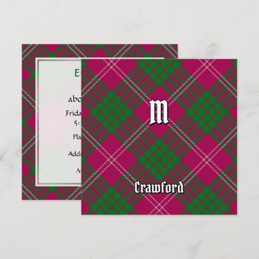 Invitation de Clan Crawford Tartan (Devant / Derrière)