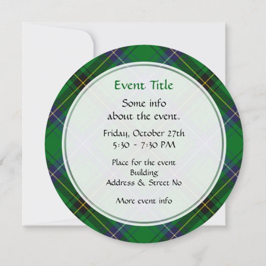 Invitation de Clan Henderson Tartan (Dos)