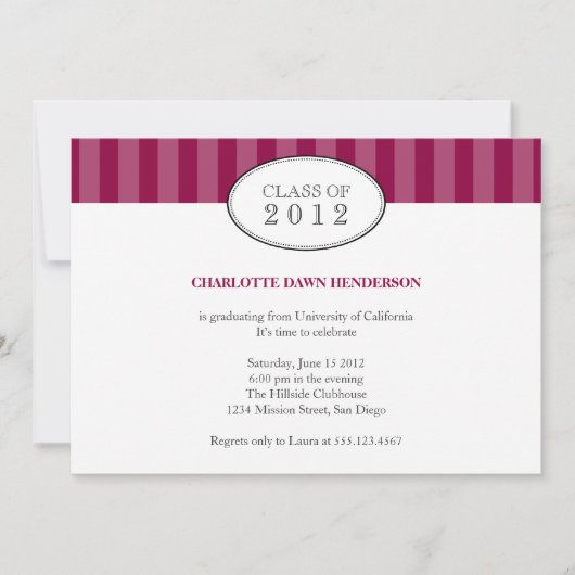 Invitation de classe de graduation de maroon de bo (Devant)