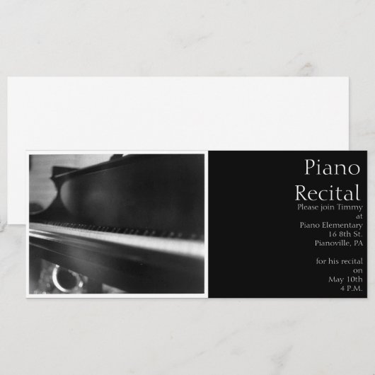 Invitation de clavier de piano (Devant / Derrière)