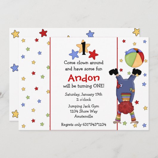 Invitation de clown à retourner (Devant / Derrière)