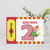Invitation de clown de cirque de 2e anniversaire (Debout devant)