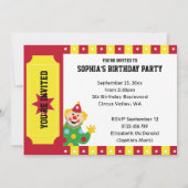 Invitation de clown de cirque de 2e anniversaire (Dos)