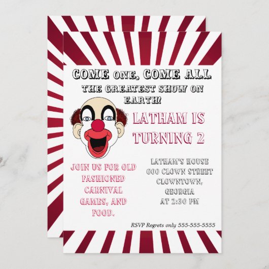 Invitation de clowns (Devant / Derrière)