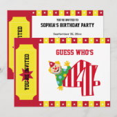 Invitation de clowns du cirque d'anniversaire (Devant / Derrière)