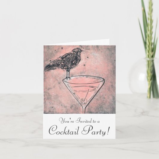 Invitation de cocktail de Bath d'oiseau de Martini (Devant)