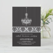 Invitation de cocktail de lustre (noir/argent) (Debout devant)