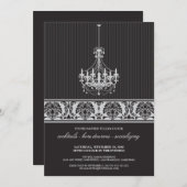 Invitation de cocktail de lustre (noir/argent) (Devant / Derrière)