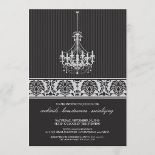 Invitation de cocktail de lustre (noir/argent)