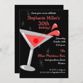 Invitation de cocktail de Martini d'anniversaire (Devant / Derrière)