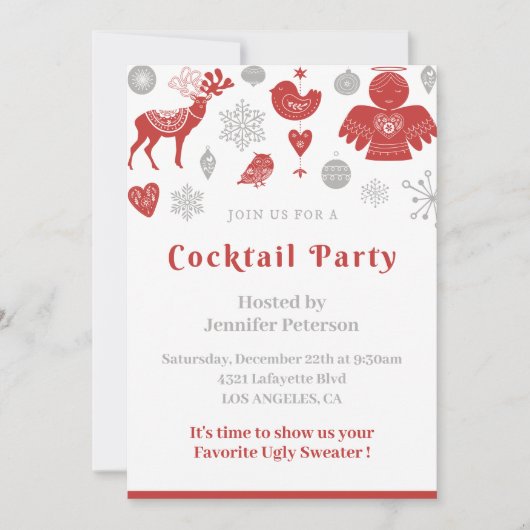 Invitation de cocktail de Noël Classique Gris Nord (Devant)