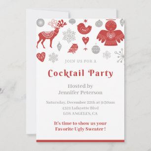 Invitation de cocktail de Noël Classique Gris Nord