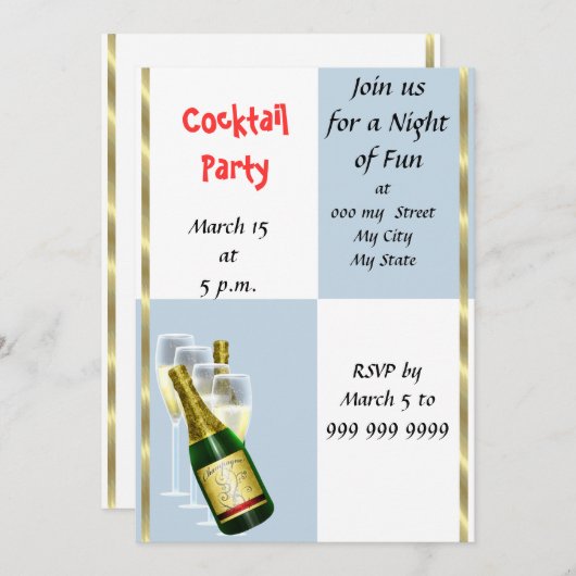 Invitation de Cocktail Fun (Devant / Derrière)