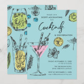 Invitation de cocktail moderne illustrée (Devant / Derrière)