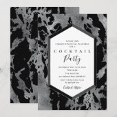 Invitation de cocktail Party Noir Argent (Devant / Derrière)