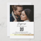 Invitation de code QR Mariage Black Gold moderne (Dos)