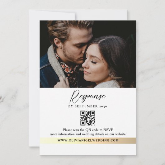 Invitation de code QR Mariage Black Gold moderne (Dos)