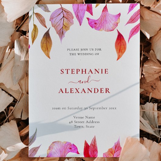Invitation de code QR Mariage Feuille violet