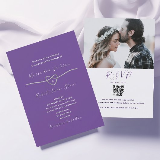 Invitation de code QR Mariage moderne violet