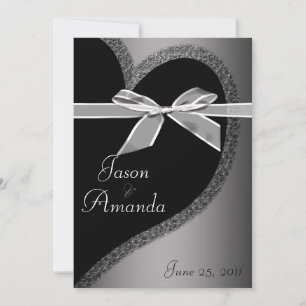 Invitation de coeur d'argent avec bow