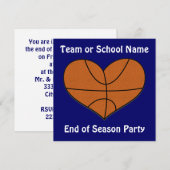 Invitation de coeur de basket-ball (Devant / Derrière)