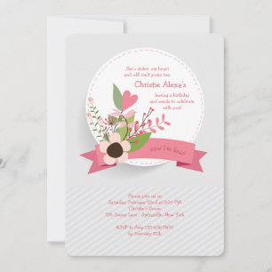 Invitation de coeur et de fleurs