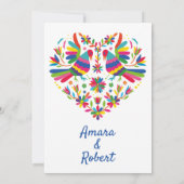 INVITATION DE COEUR MEXICAIN OTOMI COLORÉE (Dos)