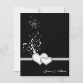 Invitation de coeur noir&blanc mariage (Dos)