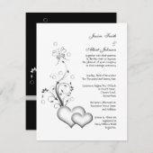 Invitation de coeur noir&blanc mariage (Devant / Derrière)