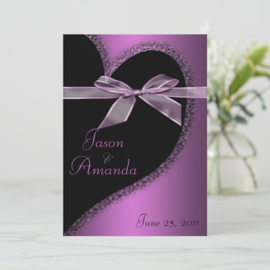 Invitation de coeur rose avec bow (Debout devant)