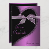 Invitation de coeur rose avec bow (Devant / Derrière)