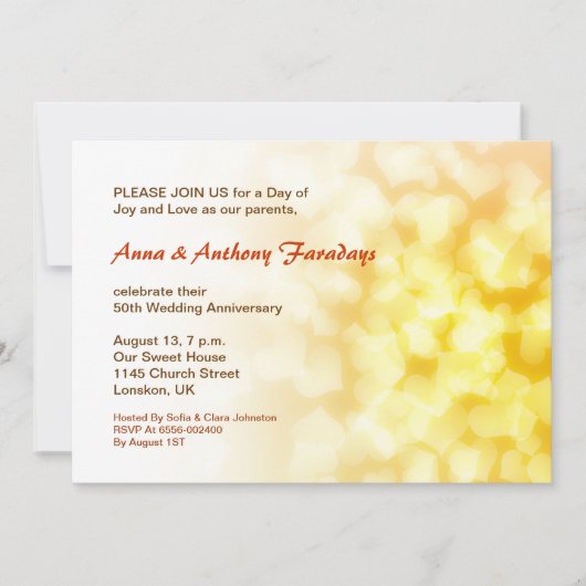 Invitation de cœurs pour les noces d'or de 50 ans (Devant)