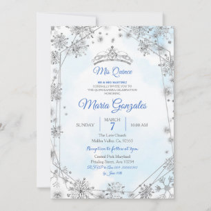 Invitation de coing géométrique Mis bleu et argent