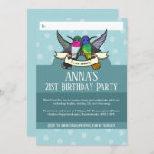 Invitation de colibris colorés de fête d'anniversa (Devant / Derrière)