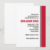 Invitation de College Stripe Bar Mitzvah (Devant / Derrière)