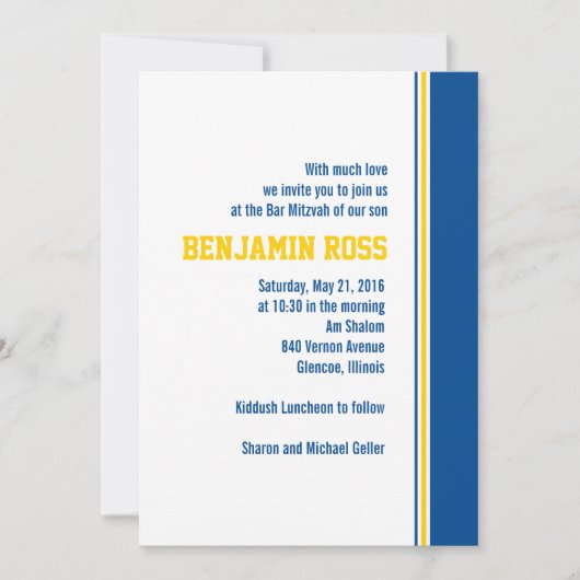 Invitation de College Stripe Bar Mitzvah (Devant)