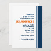 Invitation de College Stripe Bar Mitzvah (Devant / Derrière)