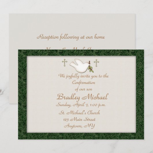 Invitation de colombe de chrétien (Devant / Derrière)