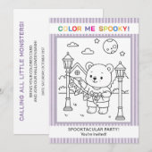 Invitation de coloriage d'Halloween Ourson et Fant (Devant / Derrière)