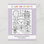 Invitation de coloriage d'Halloween pour bain de c (Devant)