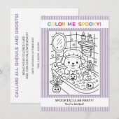 Invitation de coloriage d'Halloween pour bain de c (Devant / Derrière)
