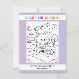 Invitation de coloriage Halloween Animaux & Citrou