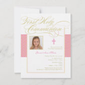 Invitation de communion de photo de fille première (Devant)