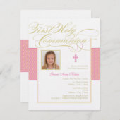 Invitation de communion de photo de fille première (Devant / Derrière)