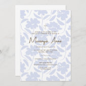 Invitation de Communion Fleurie Bleue (Devant / Derrière)