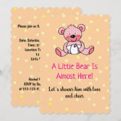 Invitation de conception de Baby shower d'ours ros (Devant / Derrière)