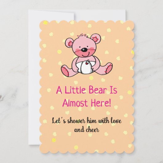 Invitation de conception de Baby shower d'ours ros (Devant)