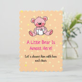 Invitation de conception de Baby shower d'ours ros (Debout devant)