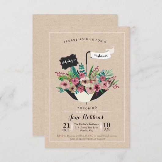 Invitation de conception simple de parapluie de (Devant / Derrière)