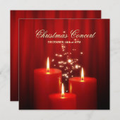 Invitation de concert de Noël Red Candles (Devant / Derrière)